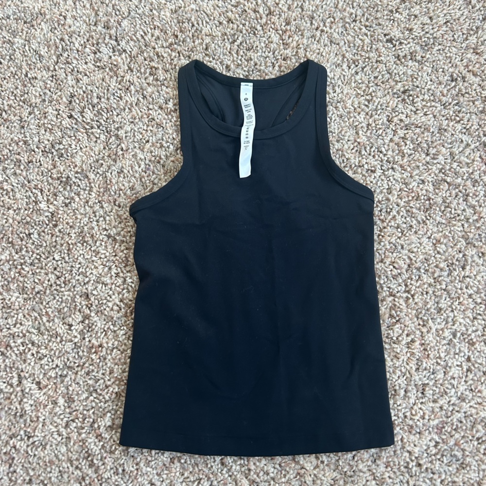 High neck black lululemon tank top